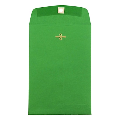 JAM Paper Open End Catalog Envelopes with Clasp Closure, 6" x 9", Green Recycled, 50/Pack (87923I)