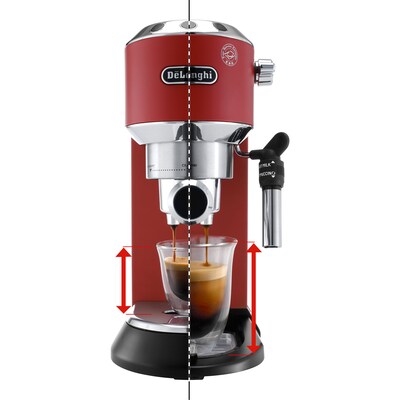DeLonghi Dedica Deluxe (EC685R) 15-Bar Pump Espresso Machine with Rapid  Cappuccino System, Red | Quill.com
