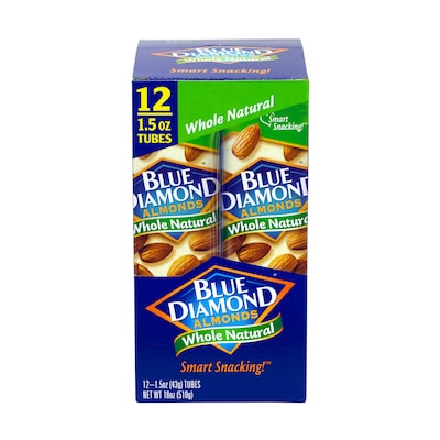 Blue Diamond Whole Natural Almonds, 1.5 oz., 12 Bags/Pack (209-02634)
