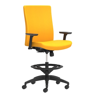 Union & Scale Workplace2.0™ Stool Upholstered 2D, Adjustable Arms, Goldenrod Fabric, Limited Synchro