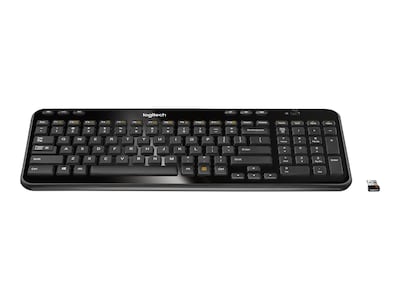 Logitech K360 Wireless Keyboard, Glossy Black (920-004088) | Quill.com