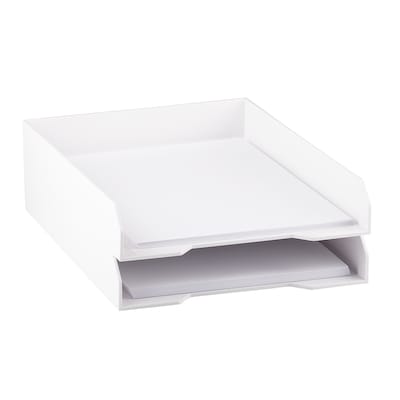 JAM Paper® Stackable Paper Trays, White, Desktop Document, Letter & File Organizer Tray, Sold Individually (344WH)