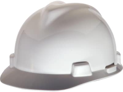 MSA V-Gard Polyethylene Ratchet Suspension Short Brim Hard Hat, White (475358)