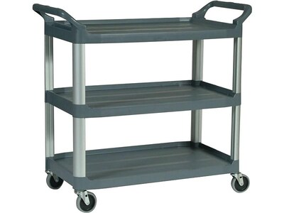 Rubbermaid 3-Shelf Plastic/Poly Mobile Utility Cart with Swivel Wheels, Gray (FG409100GRAY)