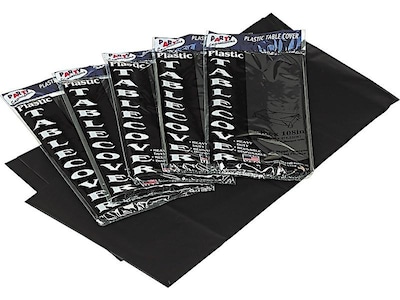 Tablemate Heavy Duty 108W x 54D Solid Table Cover, Black, 6/Pack (TBL-549-BK)