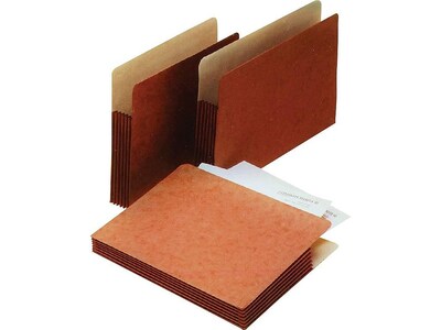 Pendaflex Earthwise 100% Recycled Reinforced File Pocket, 5 1/4 Expansion, Legal Size, Red (E1536G)