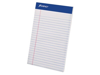 Ampad Notepads, 5" x 8", College, White, 50 Sheets/Pad, 12 Pads/Pack (TOP20-304)