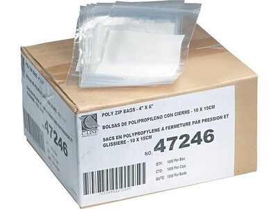 4" x 6" Reclosable Poly Bags, 2 Mil, Clear, 1000/Carton (47246) | Quill.com