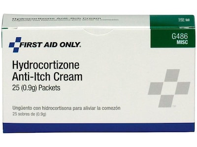 First Aid Only Anti-Itch Cream with Hydrocortisone, 0.03 oz., 25/Box (G486)