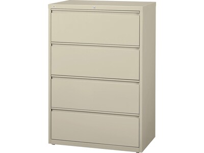 Quill Brand Commercial 4 File Drawers Lateral File Cabinet Locking Putty Beige Letter Legal 36 Quill Com