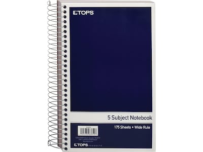 TOPS Oxford 5-Subject Notebook, 6