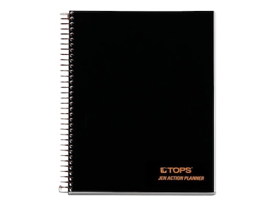 TOPS Jen Action Planner Subject Notebook, 6.73" x 8.5", Project Ruled, 100 Sheets, Black (TOP 63828)