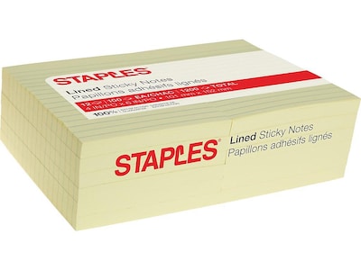 Staples® Recycled Notes, 4 x 6, Sunshine Collection, Lined, 100 Sheet/Pad, 12 Pads/Pack (S-46YR12)