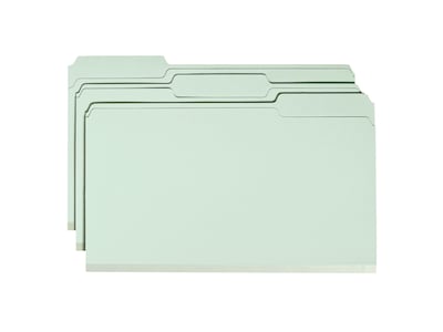 Smead Heavy Duty Pressboard File Folder, 1/3-Cut Tab, 2" Expansion, Legal Size, Gray/Green, 25/Box (18234)