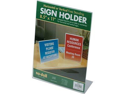 NuDell Sign Holder, 8.5 x 11, Clear Plastic (35485)