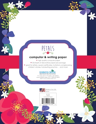 Barker Creek Petals Computer Paper, 8 ½” x 11, 50 Sheets/Pack (BC700)
