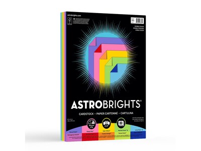 Astrobrights Double-Color 70 lb. Cardstock Paper, 8.5 x 11, Assorted Colors, 80 Sheets/Pack (98883