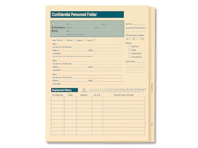ComplyRight 1-Part Personnel Folder, 25/Pack (A223)