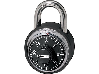 Master Lock Combination Stainless Steel Padlock w/Key Cylinder 1 7/8 in.  Wide, Black/Silver