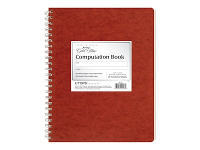 Ampad Gold Fibre Computation Book, 9.37 x 11.75, Quad Ruled, 76 Sheets, Red (TOP 22-157)
