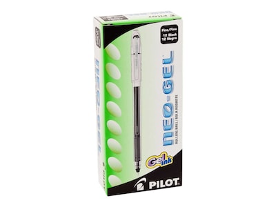 Pilot Neo-Gel Gel Pens, Fine Point, Black Ink, Dozen (14001