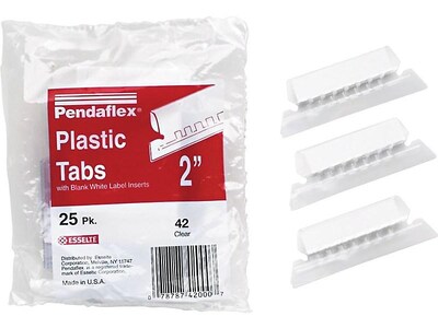 Pendaflex Hanging File Folder Tabs, 1/5-Cut, Clear, 25/Pack (PFX 42 CR)