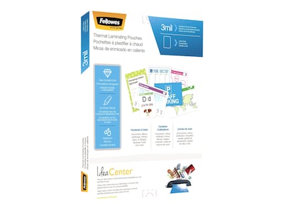 Fellowes Thermal Laminating Pouches, Letter Size, 3 Mil, 100/Pack (5743301)