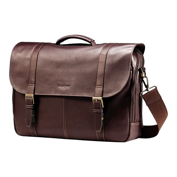 Samsonite Flapover Case Double Gusset Laptop Notebook, Brown  Leather(45798-1139) | Quill.com