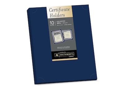 Southworth Certificate Holders, 8.5 x 11, Navy Blue, 10/Pack (PF8)
