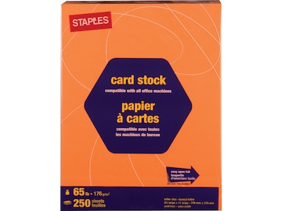 Staples Brights 65 lb. Cardstock Paper, 8.5 x 11, Bright Orange, 250 Sheets/Pack (21108)