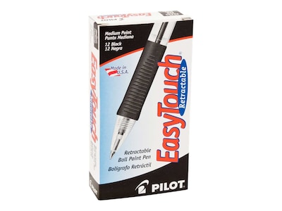 Pilot EasyTouch Refillable & Retractable Ballpoint Pens, Medium Point, Black Ink, 12-Pack (32220)