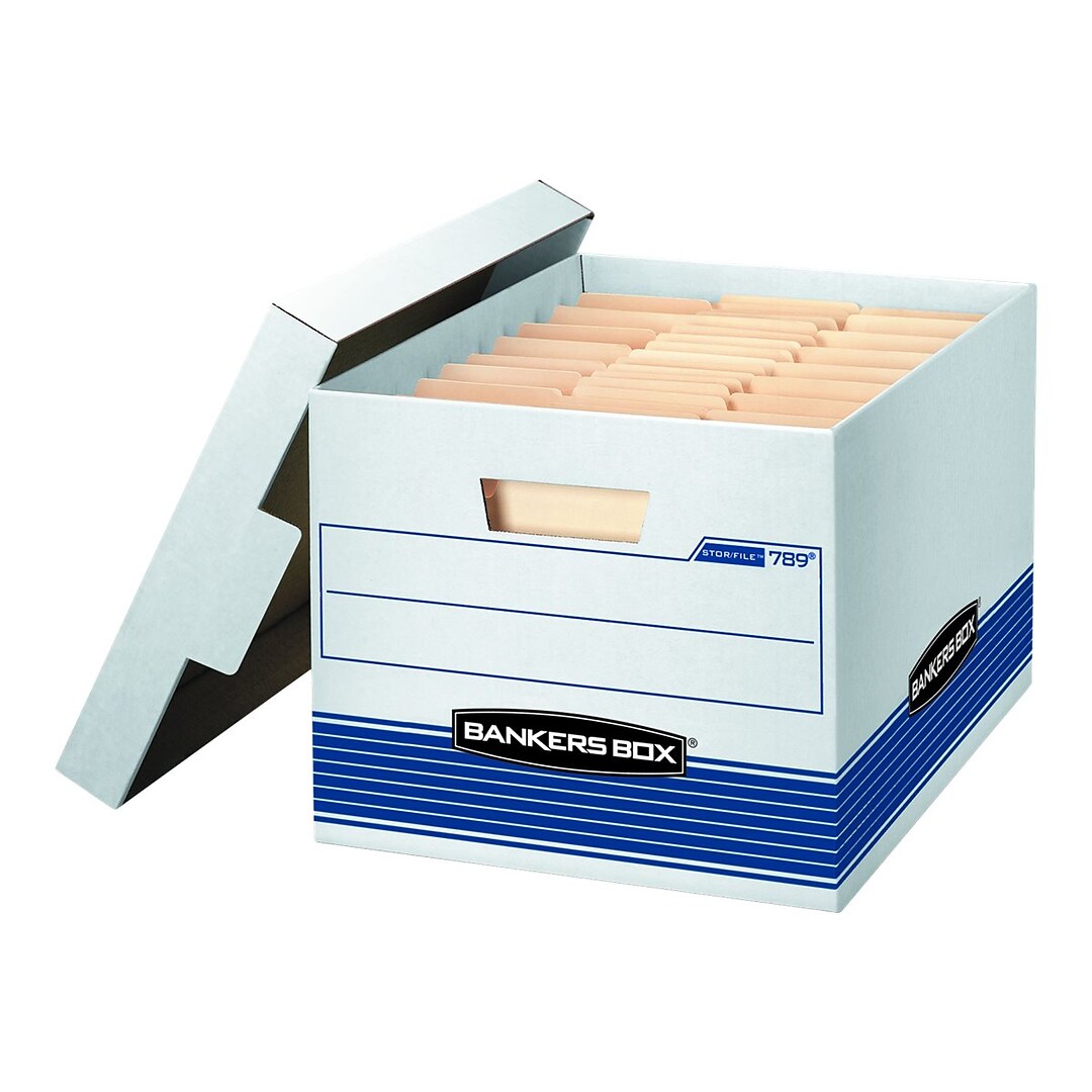 Bankers Box® Stor/File Medium-Duty FastFold File Storage Boxes, Lift-Off  Lid, Letter/Legal Size, Whi | Quill.com