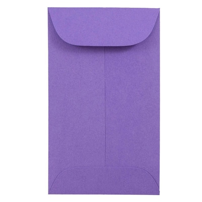 JAM Paper® #3 Coin Business Colored Envelopes, 2.5 x 4.25, Violet Purple Recycled, 50/Pack (356730540i)