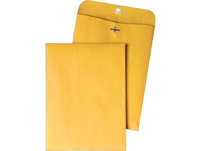 Quality Park Clasp & Moistenable Glue Kraft Catalog Envelopes, 8.75 x 11.5, Brown Kraft, 100/Box (