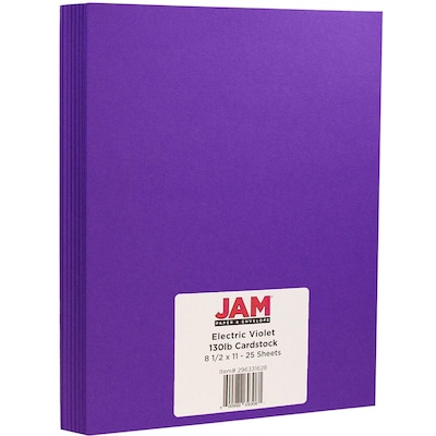JAM Paper® Matte Cardstock, 8.5 x 11, 130lb Electric Violet, 25/pack