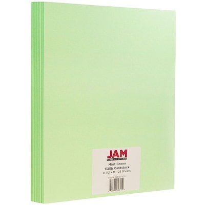 JAM Paper® Matte Cardstock, 8.5" x 11", 130lb Mint Green, 25/pack