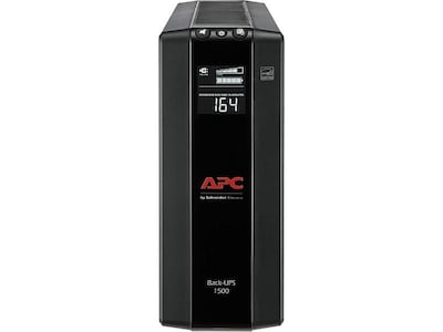 APC Back UPS Pro Battery Backup and Surge Protector, Compact Tower, 1500VA,  AVR, LCD, 120V, Black (B | Quill.com