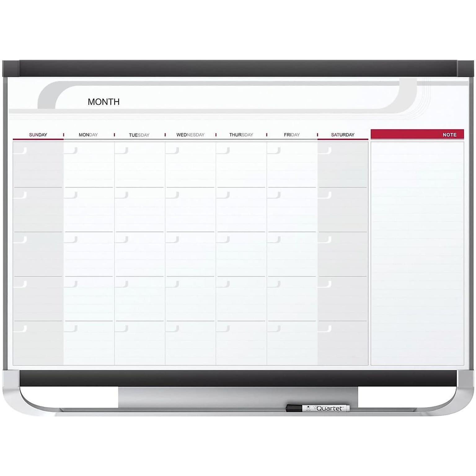 Quartet Prestige Magnetic Total Erase Calendar Whiteboard, Graphite Frame, 3 x 2 (CP32P2)