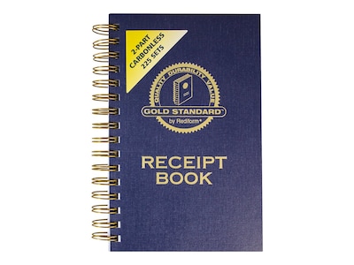 Rediform Gold Standard 2-Part Carbonless Receipts Book, 5L x 2.75W, 225 Forms/Book (8L829)