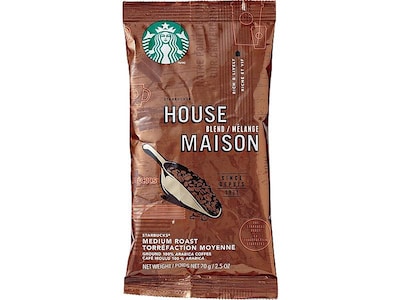 Starbucks House Blend Ground Coffee, Medium Roast, 2.5 oz., 18/Box (11018190)