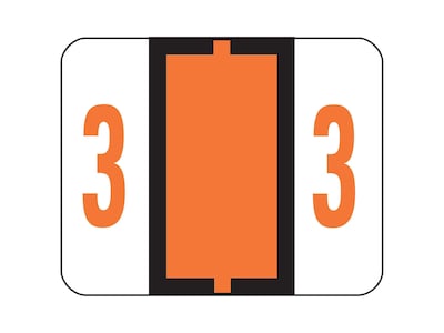 Smead BCCRN Color Coded Numeric Labels, 3, Dark Orange, 500/Roll (67373)