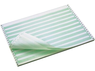 Staples® Green Bar Computer Paper, 2-Part, 14.875 x 11, 15 lb., 100 Bright, 1700/Carton (25519/177