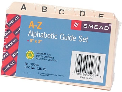 Smead Alphabetic (A-Z) Index Card Files, 3 x 5 Manila, 25/Set (55076)