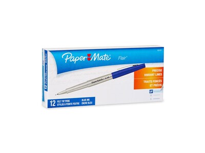 Paper Mate Flair Felt Pens, Ultra Fine Point, Blue Ink, Dozen (8310152)