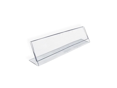 Azar Displays L-Shaped Sign Holders, 8W x 2H, Clear, 10/Pack (112703)