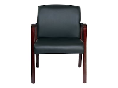 Alera Reception Lounge Leather Guest Chair, Black/Mahogany (ALERL4319M)