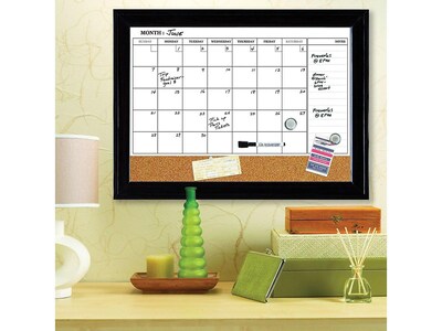 Quartet Magnetic Cork & Dry Erase Calendar Whiteboard, Espresso Frame, 2 x 1.5 (79275)