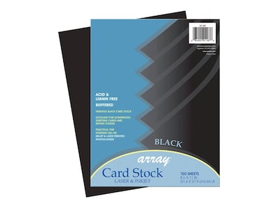 Array 65 lb. Cardstock Paper, 8.5 x 11, Black, 100 Sheets/Pack (101187)