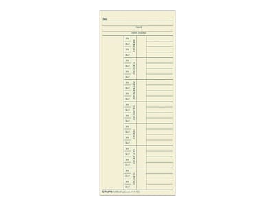 TOPS Time Cards for Acroprint 125, 150, 175, ES700, ES900, ESP180, Amano PIX, TCX Series Time Clock,