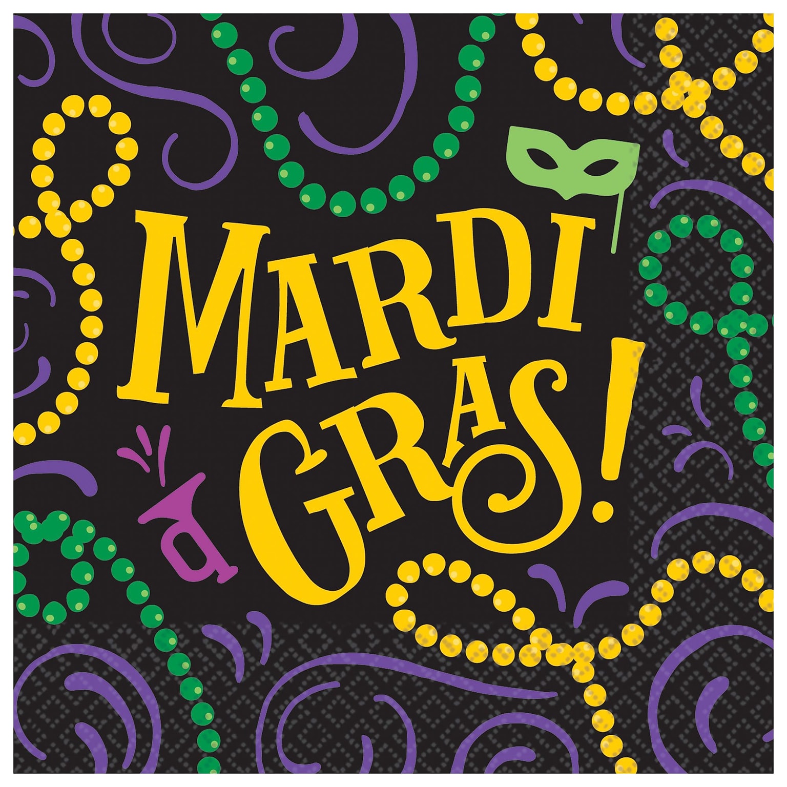 Amscan Mardi Gras Good Times Paper Beverage Napkins, 5 x 5, 2 Pack (702220)